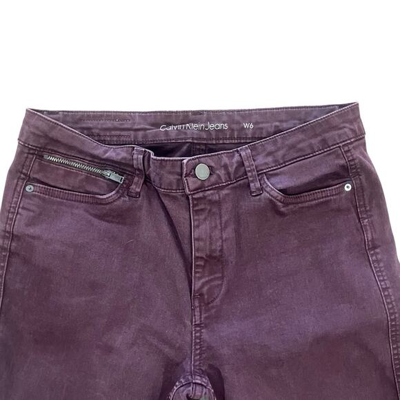 Calvin Klein Jeans Womens Size W6 Plum Skinny Side Ankle Zip Denim Jeans - Picture 3 of 9